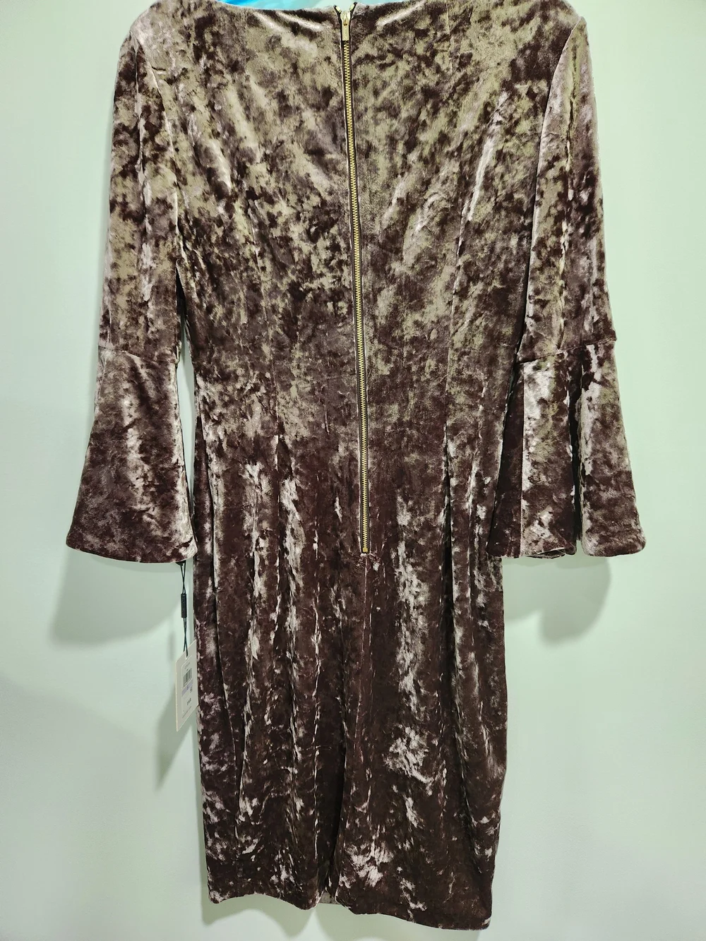 Calvin Klein Crushed Velvet Midi Dress in Olive Green Nwt